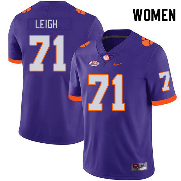 Women's Clemson Tigers Tristan Leigh #71 College Purple NCAA Authentic Football Stitched Jersey 23UL30HO